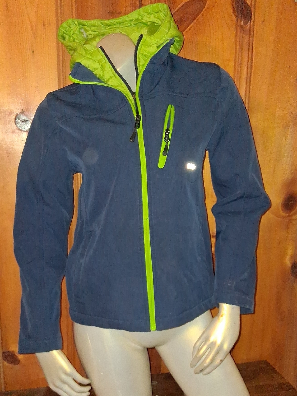 Hawke & Co Sport  Navy Blue and Lime Green Kids Coat